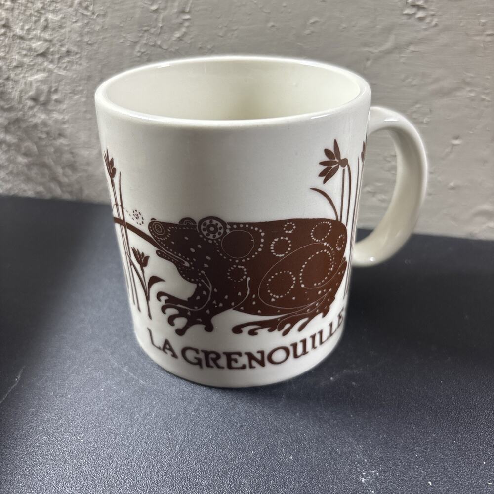 TAYLOR & NG 1978 La Grenouille Mug Frog & Butterfly Fairy Brown Vintage Japan